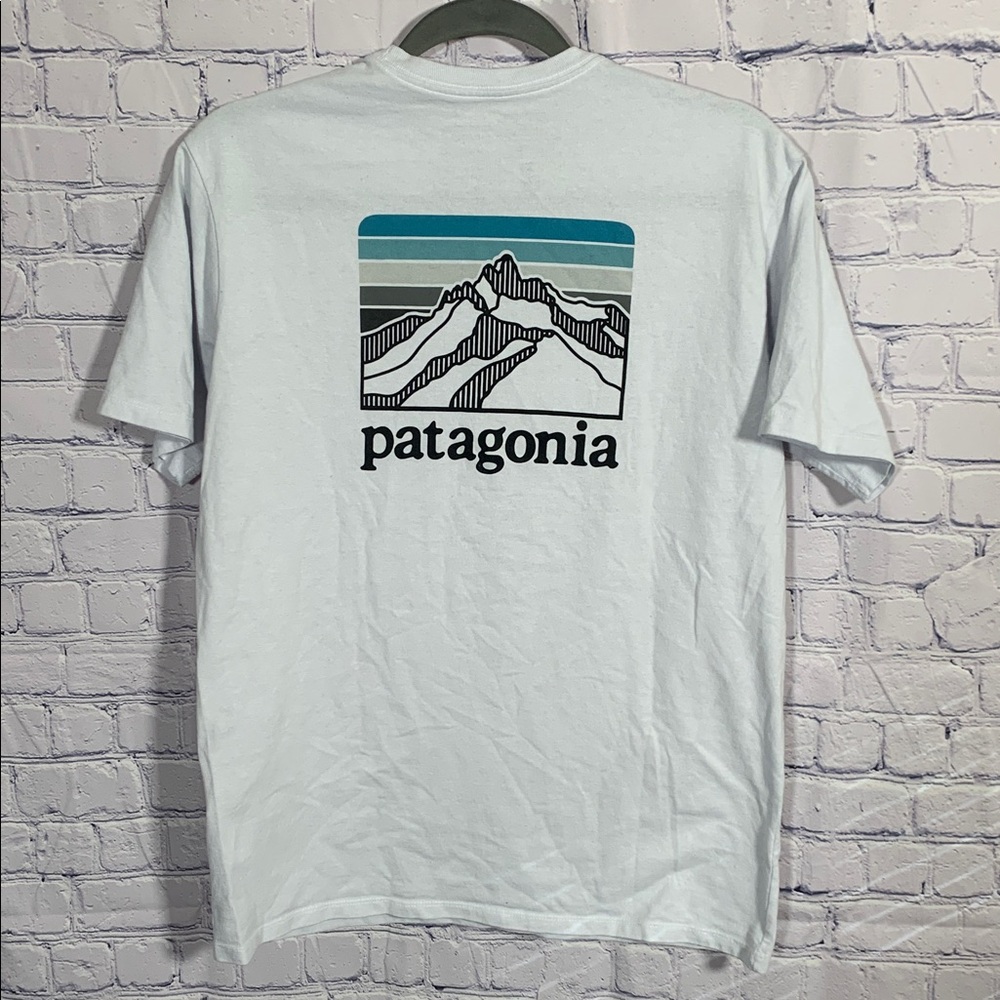 Patagonia Mens Line Logo Ridge Pocket Responsibill-Tee Blue Size XS Regular Fit - Picture 5 of 5